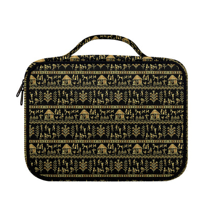 Black And Gold Warli Pattern Print Briefcase Bible Bag