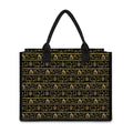 Black And Gold Warli Pattern Print Canvas Tote Bag