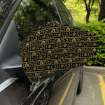 Black And Gold Warli Pattern Print Car Side Mirror Covers