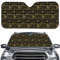 Black And Gold Warli Pattern Print Car Windshield Sun Shade