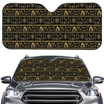 Black And Gold Warli Pattern Print Car Windshield Sun Shade