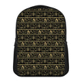 Black And Gold Warli Pattern Print Casual Backpack