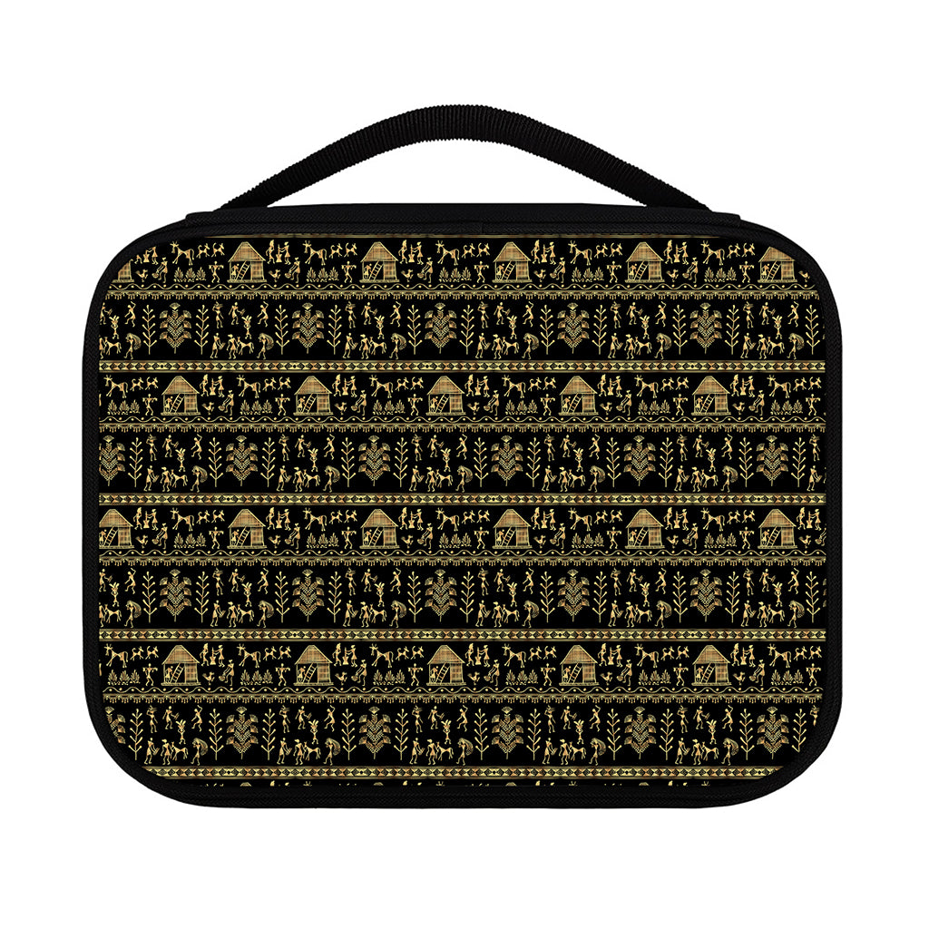 Black And Gold Warli Pattern Print Classic Bible Case