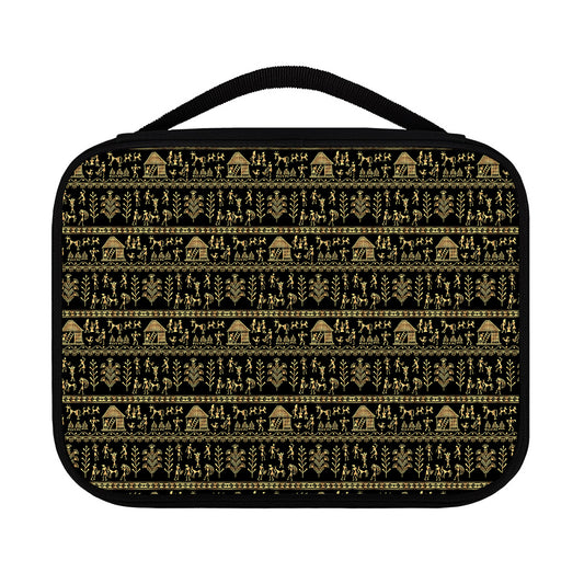 Black And Gold Warli Pattern Print Classic Bible Case