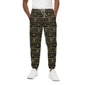 Black And Gold Warli Pattern Print Cotton Sweatpants