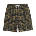 Black And Gold Warli Pattern Print Cotton Shorts