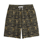 Black And Gold Warli Pattern Print Cotton Shorts