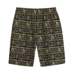 Black And Gold Warli Pattern Print Cotton Shorts