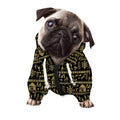 Black And Gold Warli Pattern Print Dog Zip Up Hoodie