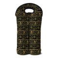 Black And Gold Warli Pattern Print Double Neoprene Wine Tote