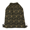 Black And Gold Warli Pattern Print Drawstring Bag