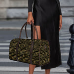 Black And Gold Warli Pattern Print Duffle Bag