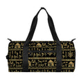 Black And Gold Warli Pattern Print Gym Bag