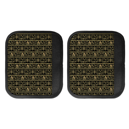Black And Gold Warli Pattern Print Handle Covers