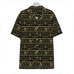 Black And Gold Warli Pattern Print Hawaiian Shirt