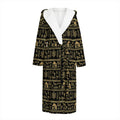 Black And Gold Warli Pattern Print Hooded Bathrobe