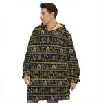 Black And Gold Warli Pattern Print Hoodie Blanket