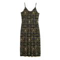 Black And Gold Warli Pattern Print Jersey Midi Cami Dress