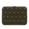 Black And Gold Warli Pattern Print Laptop Sleeve