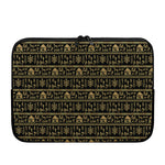 Black And Gold Warli Pattern Print Laptop Sleeve