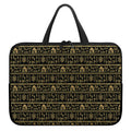 Black And Gold Warli Pattern Print Laptop Sleeve With Handle