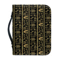 Black And Gold Warli Pattern Print Leather Bible Cover