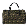 Black And Gold Warli Pattern Print Leather Duffel Bag