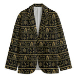Black And Gold Warli Pattern Print Men's Blazer