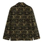 Black And Gold Warli Pattern Print Men's Blazer