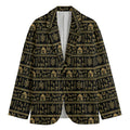 Black And Gold Warli Pattern Print Men's Cotton Blazer