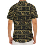 Black And Gold Warli Pattern Print Men's Deep V-Neck Shirt