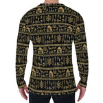 Black And Gold Warli Pattern Print Men's Long Sleeve T-Shirt