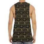 Black And Gold Warli Pattern Print Men's Muscle Tank Top