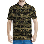 Black And Gold Warli Pattern Print Men's Polo Shirt