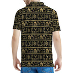Black And Gold Warli Pattern Print Men's Polo Shirt