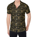 Black And Gold Warli Pattern Print Men's Shirt
