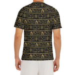 Black And Gold Warli Pattern Print Men's Short Sleeve Rash Guard