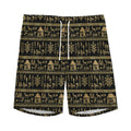 Black And Gold Warli Pattern Print Men's Athletic Shorts