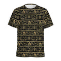 Black And Gold Warli Pattern Print Men's Athletic T-Shirt