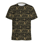 Black And Gold Warli Pattern Print Men's Sports T-Shirt