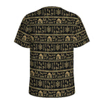 Black And Gold Warli Pattern Print Men's Sports T-Shirt