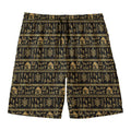 Black And Gold Warli Pattern Print Men's Swim Trunks