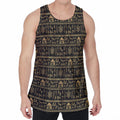 Black And Gold Warli Pattern Print Men's Velvet Tank Top