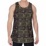 Black And Gold Warli Pattern Print Men's Velvet Tank Top
