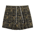 Black And Gold Warli Pattern Print Mesh Shorts