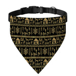 Black And Gold Warli Pattern Print Over The Collar Dog Bandana