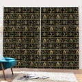 Black And Gold Warli Pattern Print Pencil Pleat Curtains