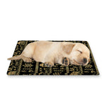 Black And Gold Warli Pattern Print Pet Cooling Mat Cover