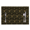 Black And Gold Warli Pattern Print Placemat