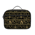 Black And Gold Warli Pattern Print Portable Lunch Bag